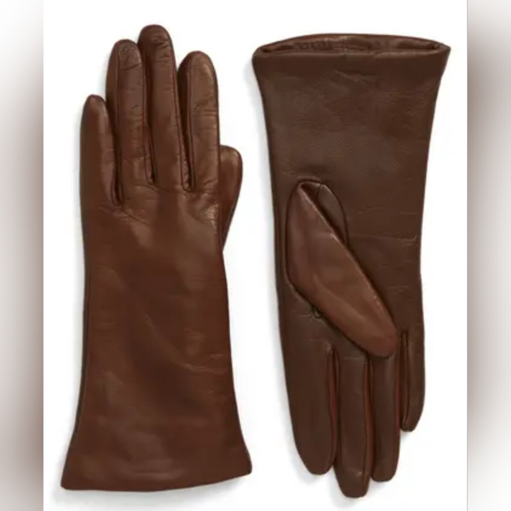 Nordstrom Cashmere Lined Leather Touchscreen Gloves